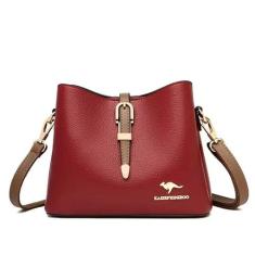 Imagem de Bolsa balde de couro de qualidade para mulheres bolsas de balde modernas bolsas Hobo para mulheres bolsas balde de couro, Vermelho, Small