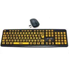 Imagem de Teclado Mouse sem Fio Ampliado Adaptado Baixa Visão Alto Contraste com