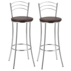 Imagem de Kit 2 Banquetas Cromadas Bc26-a A109 Cromado/marrom