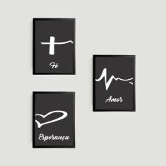 Imagem de Kit 3 Quadros Fé, Amor, Esperança 45X34Cm