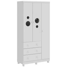 Imagem de Guarda-Roupa Infantil 3 Portas Gavetas Bolinha Móveis Peroba