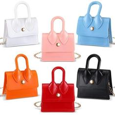 Imagem de Conjunto de 6 bolsas transversais para crianças, mini bolsa, presente para o dia da mulher, menina, dama de honra, bolsa transversal pequena, Cor clássica