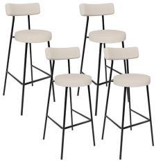 Imagem de Kit 04 Banquetas Altas Estrutura Em Aço Milão Linho Bege