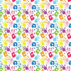 Imagem de Papel de Parede Infantil Adesivo Mãos Coloridas 2,70x0,57m