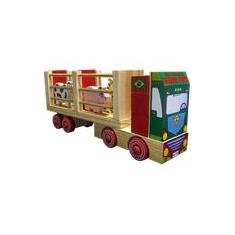 Caminhão Carreta De Brinquedo Iveco Hi-way Tora De Madeira - R$ 57,5