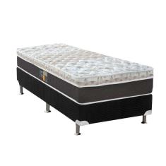 Imagem de Cama Box Solteiro: Colchão Molas Ensacadas Castor Pocket Class Híbrido + Base Black(88X188)