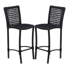 Imagem de 2 Banquetas Cannes em Alumínio e Corda Náutica para Área Edícula Piscina