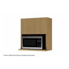 Imagem de Armário de Cozinha Modulado Rainha c/Nicho Microndas e1 Porta Basculante Ripada 70 cm Nature - Nesher