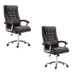 Imagem de Kit 2 Cadeiras Big Mola Ensacada Escritório Pres Giratória em Couro com Nr17 Espresso Móveis Marrom