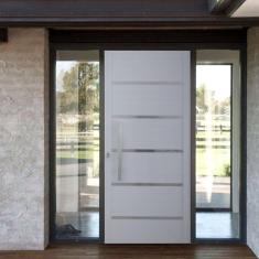 Imagem de Porta Pivotante Solara Alumínio Puxador Barra Chata 210 X 100 Lado Esquerdo Branco