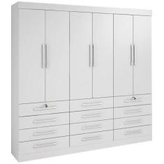 Imagem de Guarda Roupa Mônaco Casal 6 Portas 12 Gavetas Cor Branco  - Estrela Mó