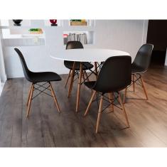 Imagem de Jogo De Mesa 4 Cadeiras s Eames Dkr 90 Cm Base Madeira Tampo 