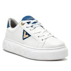 Imagem de Tênis Feminino Via Marte Original Chunky Sneaker Amarrar Cadarço Lançamento Branco/Jeans-Feminino