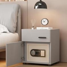 Imagem de Mesa de cabeceira inteligente/com cofre oculto, mesa de cabeceira LED com brilho ajustável com estação de carregamento e portas USB/Tipo C, mesa de cabeceira moderna para quarto, escritório