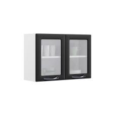 Imagem de Armário Aéreo De Cozinha Grafite 2 Portas Com Vidro New Premium