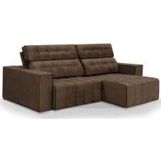 Imagem de Sofá Kadman Retratil E Reclinavel Com 2 Modulos De 1,00 Com Braços De 0,25 Total 2,50 Veludo Marrom Pier