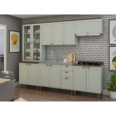 Imagem de Cozinha Completa com Cristaleira e Balcão para Cooktop 100% MDF Ilumin