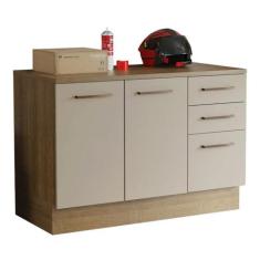 Imagem de Balcão Multiuso 120cm 2 Portas 3 Gavetas Rustic/crema Agata Madesa