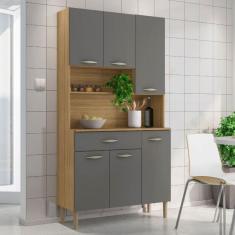 Imagem de Armário de Cozinha Apolo 6 Portas 1 Gaveta Freijó/Gris - Kits Paraná