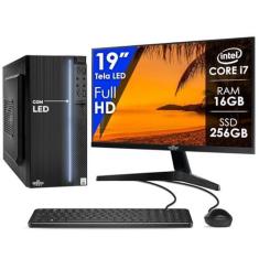 Imagem de Computador Completo Intel Core i7 16GB SSD 256GB Monitor 19 4 Núcleos Super Turbo Pc Hdmi Teclado e Mouse Strong Tech