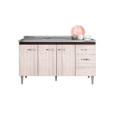 Imagem de Balcão Armário Para Cozinha Com Tampo 150 Cm Gabriela Castanho-avelã