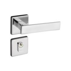 Imagem de Fechadura Externa Pado Quadra Roseta Quadrada Cromada 40mm