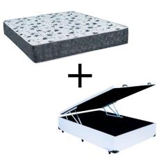 Imagem de Cama Box Baú Casal 138 Tecido Branco Com Colchão Alegro Bello Box D28 Cinza 58x138x188