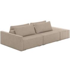 Imagem de Sofá Ilha Modular para Sala 252cm com Puff Dublin K01 Linho Bege - Lya