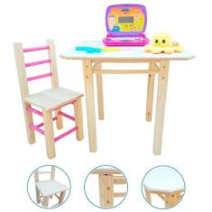 Imagem de Mesa Com 1 Cadeira Infantil De Madeira MDF Maciça Resistente - Janets,