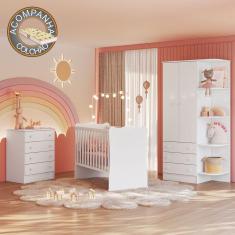 Imagem de Quarto de Bebê Doce Sonho Completo Qmovi Branco + Colchão Gazin