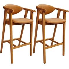 Imagem de Kit 02 Banquetas Alta Cozinha Bancada Bar Sala De Jantar Fixa Cecília L02 Couríssimo Whisky