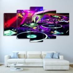 Imagem de Quadro decorativo mosaico de 5 peças mesa de DJ luzes