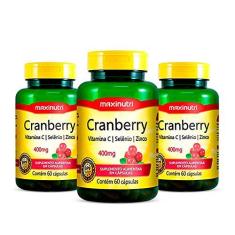 Imagem de Kit 03 Cranberry Vitamina C Selenio Zinco Anti OX 400mg 60 Capsulas Loja Maxinutri