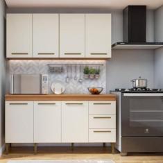 Imagem de Cozinha Completa 7 Portas 3 Gavetas Atenas Kaiki Móveis Nature/off White