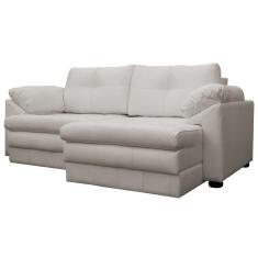 Imagem de Sofá Retrátil 3 Lugares Bipartido Sala de Estar Bali 215cm Couro Off White - Gran Belo