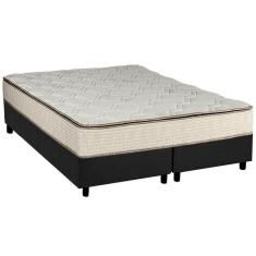 Imagem de Cama Box Queen: Colchão Molas Luckspuma Bonnel Montreal Spring + Base CRC Suede Cinza(158x198)