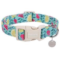 Imagem de DOGWONG Coleira de algodão para cães de verão, coleira de cachorro resistente durável macia verde limão coleira de cachorro de estimação bonito colar de verão para cães pequenos, médios e grandes