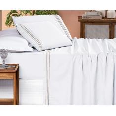 Imagem de Lençol Casal Box Padrão Bordado Degrade 4 Peças Allegra 200 Fios - Bia