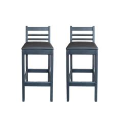 Imagem de Kit 2 Banqueta Fixa Estofada de Madeira Premium