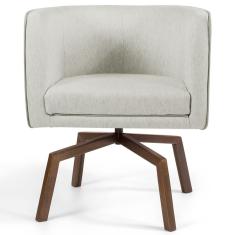 Imagem de Poltrona Decorativa Giratória Base Ka Madeira Betina C-107 Linho Cru - Domi