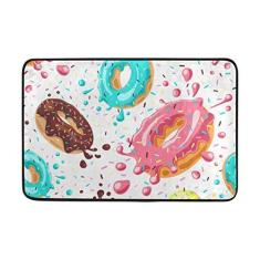 Imagem de Capacho My Daily Colorful Donuts 40 x 60 cm, sala de estar, quarto, cozinha, banheiro, tapete impresso em espuma leve