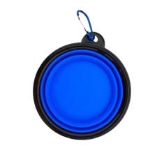 Imagem de Comedouro Retrátil Pet Para Cães E Gato Com Mosquetão Azul
