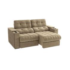 Imagem de sofá 3 lugares retrátil e reclinável premier molas bege marrom 231 cm