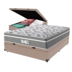 Imagem de Cama Box Baú Bege e Colchão Evolution Molas Ensacadas Viúvo Probel