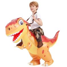 Imagem de Fantasia de dinossauro inflável comin Ride on Funny Kids Orange