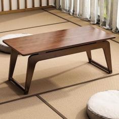 Imagem de Mesa lateral moderna, mesa baixa retangular multifuncional, mesa de café de bambu estilo japonês, mesa de jantar pequena para crianças