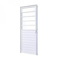 Imagem de Porta de Aluminio Giro Lambri Mista com Travessa 215x85 Lucasa Branco