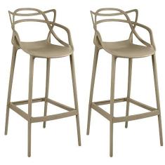 Imagem de Kit 2 Banquetas Allegra com Encosto Design Cozinha/bancada - Nude