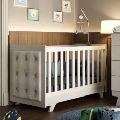 Imagem de Berço Mini Cama com Capitône Retrô 100% MDF Móveis Peroba Branco/mater