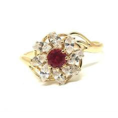 Imagem de Anel de ouro 18k Flor com Pedras - Elegancy Joias